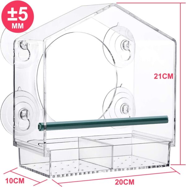 BirdClose Chalet window bird feeder measures