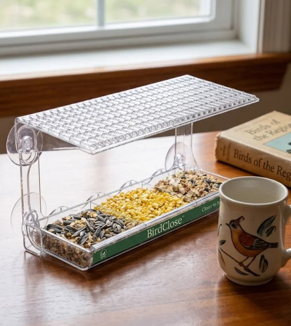 BirdClose Horizon window bird feeder indoor