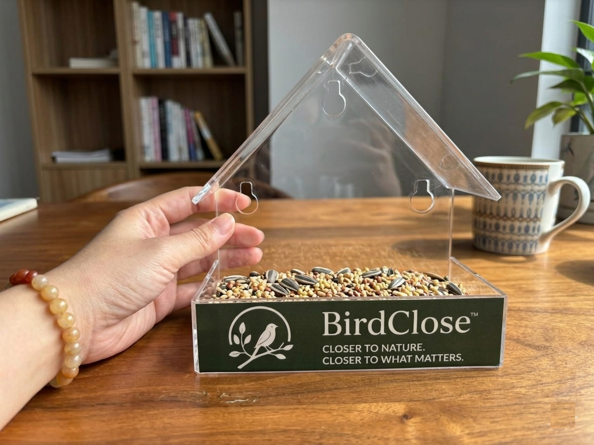 BirdClose Lodge window bird feeder indoor 2